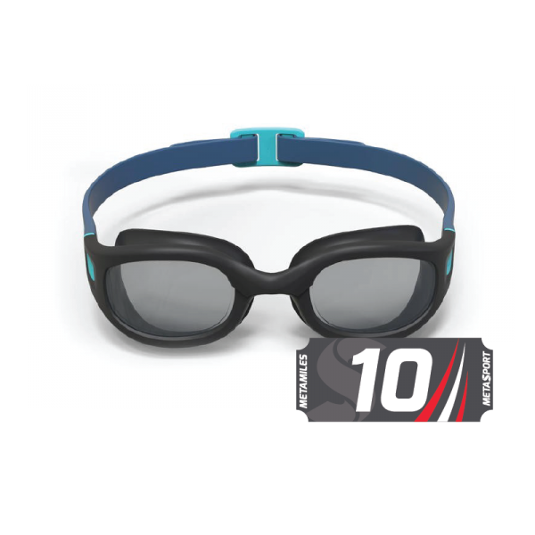 DECATHLON SWIMMING GOGGLES 100 SOFT SIZE L - BLACK BLUE SMOKE LENSES <br><h3 style="color: #ff0000;">Redeem for 10 METAMILES</h3>